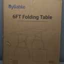 Folding Table 6ft Portable Heavy Duty Plastic Fold-in-Half Utility Foldable Table Plastic Dining Indoor Outdoor for Camping, Picnic and Party, White