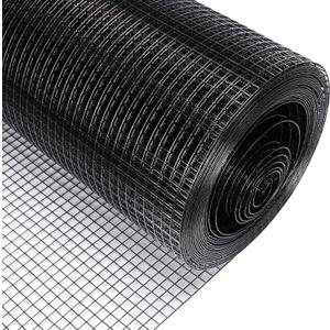Rengue Black Hardware Cloth 1/ 2 Inch 48 in x 100 ft 19 Gauge, PVC Coating Wire Mesh Rolls Vinyl Coated Welded Chicken Wire Fencing for Poultry Netting Fencing Wire Fence, Black