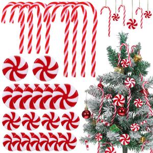 IMIKEYA Christmas Tree Decorations: 60pcs Candy Cane Ornaments, Plastic Hanging Peppermint Decorations for Christmas Party Supplies