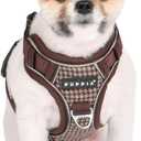 Puppia Conall Dog Harness H Houndstooth Pattern Sturdy Adjustable Neck and Chest Reflective for Small and Medium Dogs, Brown, Large