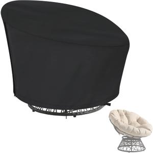 Papasan Chair Cover, 40inch Waterproof Egg Chair Cover with Zipper for Wicker Oversized Papasan Chair/Bowl Chair, Black-40"W x 40"D x 36"H