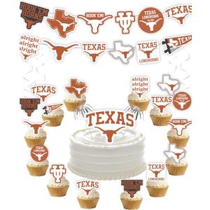 University of Texas Party Supplies for Football, Birthday Gift, Graduation Party Banner and Cake Toppers (42 Pieces) (Texas Longhorns)
