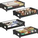 Under Bed Storage with Wheels,Under Bed Storage Containers with Clear Lids, Under-Bed Organizers for Clothes, Shoes  Durable Storage Bins with Smooth Rolling Wheels (Black, 4 Pack)