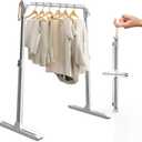 Foldable Adjustable Closet Rod,20.86-35.43in Width Aluminum Clothes Hanging Rod,Portable Drying Rack for Closet Storage RV Laundry Small Space,Tool-free installation,Heavy Duty Tension Rod
