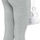 Sumleno Women Y2k Skinny Pants Flare Leggings Low Rise Fold Over Waist Bootcut Stretchy Yoga Sweatpants Lounge Streetwear (Gray, S)