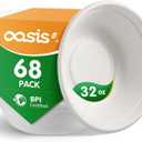 , - Compostable Paper Bowls, Heavy-Duty Biodegradable Disposable Bowls Made from Bagasse, Eco-Friendly, Microwave & Freezer Safe (White) (32 oz)