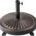 C-Hopetree 52 lb Heavy Duty Round Base Stand with Rolling Wheels for Outdoor Patio Market Table Umbrella, Bronze