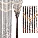 35.5" x 75" Boho Wood Bead Curtain for Doorways 40 Strands Door String Curtains Handmade Beaded Curtain Window Hanging Room Divider Wave Pattern for Home Decoration, Dark Brown