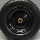 14.5" Wheelbarrow Tire, 3.50-8" Flat-free Solid Tire and Wheel with 5/8" Axle Bore Hole, 3-6" Centered Hub for Wheelbarrow Trolley Dolly Lawn Mover Go Kart Replacement