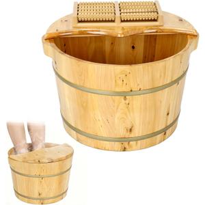 Insulated Foot Bath Bucket,Thickend Wooden Pedicure Feet Bowl