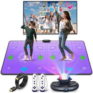 Wireless Dance Mat for Kids and Adults, Exercise Dance Pad Game for TV Plug& Play, 2-Player, Multi-functional, Fun Family Fitness, Active Play Game, Expandable Music, No WiFi, Thick PU Workout Mat, 
