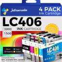 LC406 Ink Cartridges for Brother Printer Replacement for Brother LC 406 LC406XL Ink Cartridges Use with MFC-J4535DW MFC-J4335DW MFC-J4345DW MFC-J5855DW MFC-J6555DW MFC-J6955DW Printer (4 Pack)