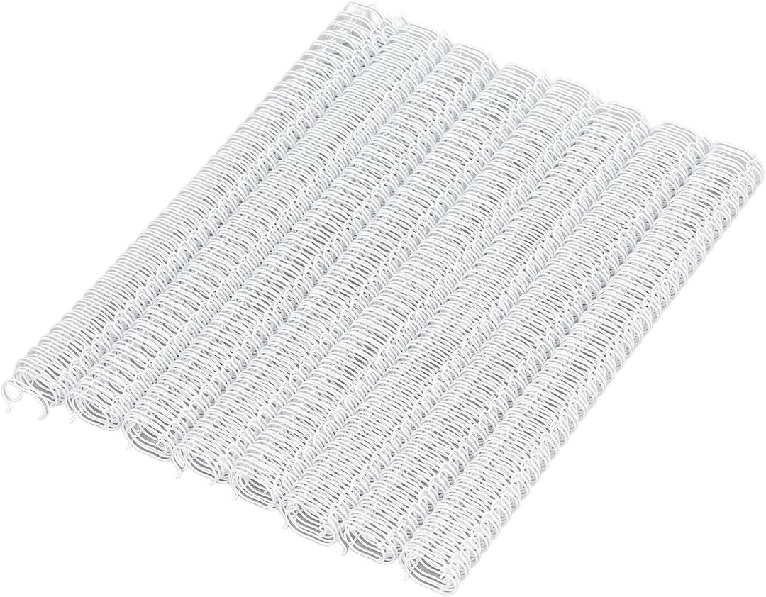 100 Pack Double Loop Wire Binding Spines, 34 Loops YolieraArt 1/4 Inch Spiral Binding Coils for Letter Size,Metal Bindings for Notebook Binder Machine (20 Sheet Capacity, 3:1 Pitch Twin Combs, White)
