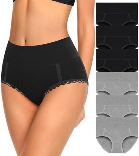 MISSWHO Cotton High Waisted Soft Womens Underwear Breathable Panties, Multipack XXL