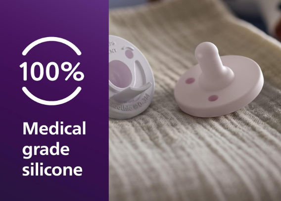 Philips Avent Soothie Baby Pacifiers - 100% Silicone Pacifiers for Babies 3-18 Months, One-Piece Design, BPA-Free, Extra Durable, Lilac and Pink, 2 Pack, Model SCF192/70