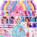 342 Pcs Doll Clothes and Accessories with Doll, Princess Gowns, Fashion Dresses, Top, Pants, Swimsuits, Shoes, Hangers and Other Accessories, Doll Playset Dress up Toy for Girls Toddlers Gift Toys