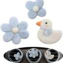 Cute Car Accessories,Duck Flower Air Vent Clips,Handmade Wool Felt Aroma Diffuser,Refillable Girly Car Air Freshener,3pcs White Blue Car Decor
