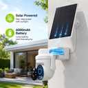 2K Solar Security Wireless Camera Outdoor, 2 Pack 2.4Ghz WiFi Battery Camera, 355° View Pan/Tilt Solar Camera with PIR Alarm, 2-Way Audio, Color Night Vision, IP65 Waterproof, Cloud & SD Storage