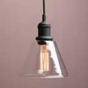 Yosoan 1-Light Vintage Edison Hanging Pendant Light, Mini Semi Flush Mount Light Fixture Funnel Flared Clear Glass Shade for Kitchen Bathroom Porch Living Room Dinning Room Hotels Bar Island(Black)