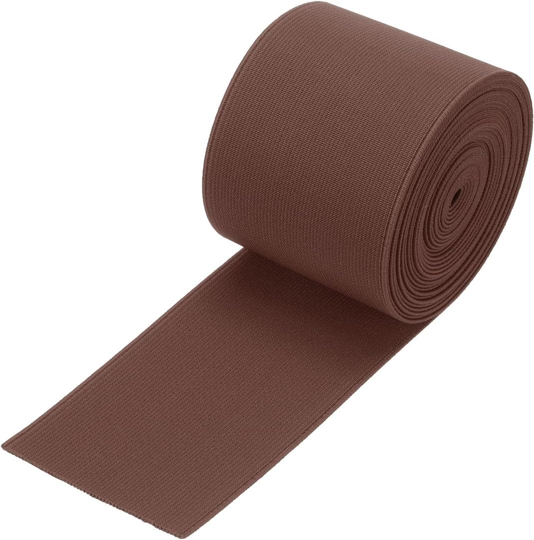 MECCANIXITY Elastic Bands for Sewing 3"(7cm) 5 Yard Brown Knit Elastic Spool High Elasticity for Wigs, Waistband, Pants