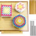 11.8" Crochet Blocking Board, Blocking Board for Crocheting Knitting with 20 Pcs Pegs/Pins, Bamboo Granny Square Blocking Boards for Crochet Projects, Blocking Mats for Knitting