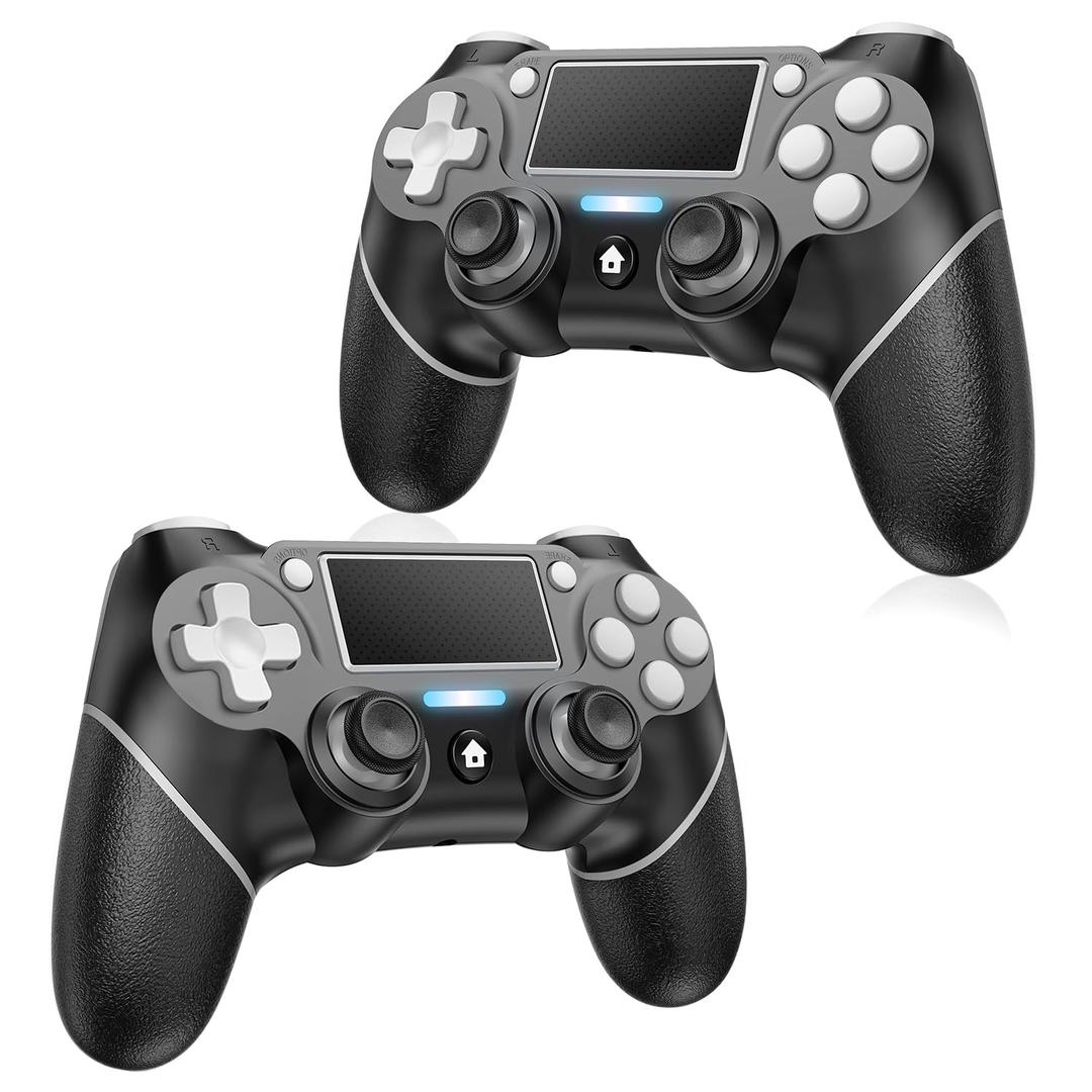 Matbip 2 Pack wireless controller for P4, Wireless Controller for p4/Pro/Slim/PC with Non-Slip Grip, Dual Vibration, Turbo, Type-C Port (Midnight Black * 2)