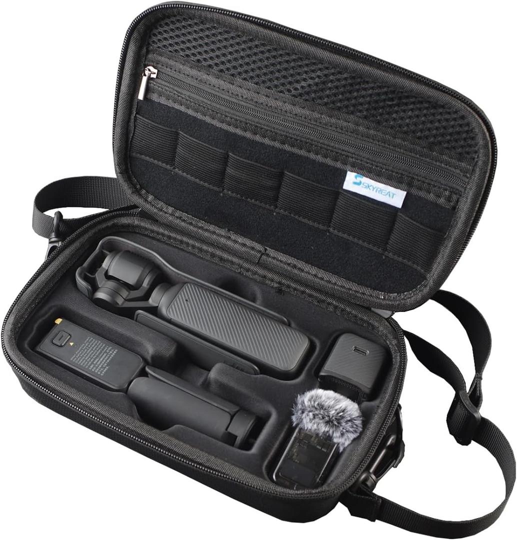 Skyreat Osmo Pocket 3 Case, Portable PU Storage Protective Bag for DJI Osmo Pocket 3 Creator Combo Accessories (Black)