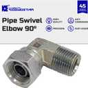 Cosmostar 1/2" NPTF Male x 1/2" NPSM Pipe Swivel Elbow 90-degree, Hydraulic Adapter