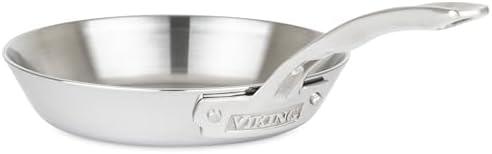 Viking Contemporary 3-Ply Frying Pan, 8 Inch Stainless Steel Kitchen Cookware, Silver