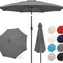 FLAME&SHADE 11 ft Patio Umbrella - Table Umbrella Outdoor with Push Button Tilt and Crank, UV Protection, 8 Sturdy Ribs, Market Umbrella for Garden, Deck, Backyard, Lawn, Pool and Beach(Anthracite)