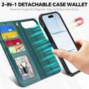 TUCCH Removable Case Wallet for iPhone Air (6.5") 2025, Detachable Wrist Strap, Wireless Charging, Stand, 4 Card Slots RFID Blocking, 2-in-1 Magnetic, PU Leather Shockproof Cover, Teal Blue