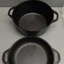 Lodge Cast Iron Double Dutch Oven - Pre-Seasoned 2-in-1 Cast Iron Cookware - Pot & Skillet Combo - Even Heat Retention - Oven-Safe, Versatile Pot - 5 Quart