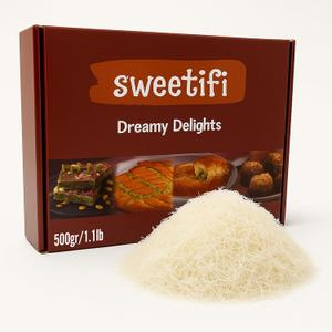 Sweetifi Kataifi Shredded Fillo Dough, Dried Chopped Kataifi for Dubai Chocolate, Authentic Kataifi Pastry for Desserts and Sweet Treats (500gr (1.1lb)) (EXP 03/25/26)