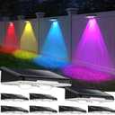 Brightever Solar Fence Lights Outdoor 8-Pack, Waterproof Solar Powered LED Fence Light with Warm White & 6 RGB Colors & 2 Lighting Modes for Deck, Step, Stair, Fence, Outside, Patio, Garden, Backyard