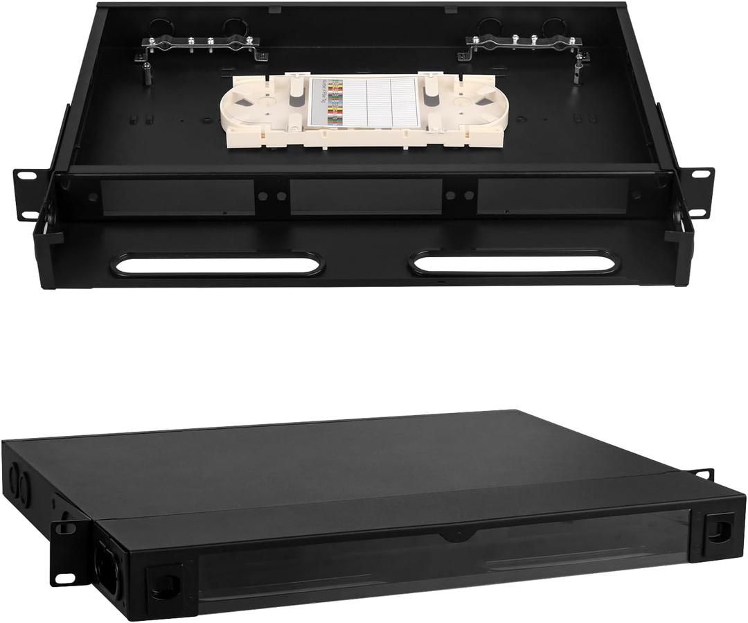 1u Fiber Enclosure Fiber Optical Rack Mount Box with 3 Slots for 19" Racks | Standard LGX panels or cassettes. Accepts up to 3 panels (5.1" x 1.14" each). Blank chassis without adapters/pigtails.