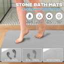 32"x20" Stone Bath Mat, Diatomaceous Earth Shower Mat, Non-Slip Super Absorbent Quick Drying Bathroom Floor Mat, Natural, Easy to Clean (Cloudy Gray)