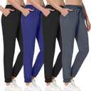 4 Pack Women's Joggers Sweatpants with Pockets Lightweight Quick Dry Yoga Pants for Lounge Gym Workout (Medium)