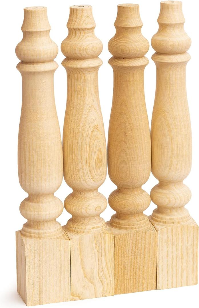 decorluxes Unfinished Farmhouse Bench Legs Dining Table, Coffee Table Rustic Turned Style Leg - Set of 4 - Dimensions: 2.16" x 14"- Easy to Paint (14 inch) decorluxes Unfinished Farmhouse Bench Legs Dining Table, Coffee Table Rustic Turned Style Leg - Set of 4 - Dimensions: 2.16" x 14"- Easy to Paint (14 inch)