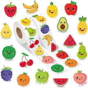 1000Pcs Fruit Religious Stickers Rolls Color Apple Watermelon Strawberry Back to School Motivational Training Stickers Bible Christian Decor for Kids Teacher Reward Classroom,16 Styles 2 Rolls