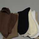 ACCFOD Womens Cute Crew Socks Casual Athletic Aesthetic Socks Neutral Cotton Socks for Women Granola Girls Clothes (9-11, Solid Color)