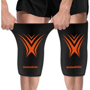 Seiwehido Extended Leg Knee Ice Pack Wrap for Injuries Compression, Reusable Soft Gift Gel Freeze Knees Brace for Swelling Replacement Surgery, Cold Therapy for Arthritis, Meniscus Tear (Knee-Black-2 Pack), One Size