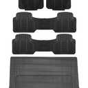 FH Group Climaproof Trimmable Non-Slip Vinyl Floor Mats 3 Row Set - Universal Fit for Cars Trucks and SUVs (Black) F11306 + F16400