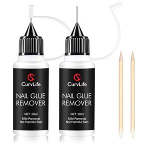 Curvlife 20ml2pcsPinpoint Nail Glue Remover for Press on, Multi-Functional Remover for Nails Tips, Non-Acetone Nail Polish Remover, Gentle Glue Remover for Gel x Nails (0.6 Fl Oz (Pack of 1))