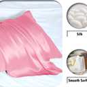 Mulberry Silk Pillowcase for Hair and Skin Standard Size 20"X 26" Pillow Case with Hidden Zipper Soft Breathable Smooth Cooling Silk Pillow Covers for Sleeping (Pink,Standard,1Pcs)