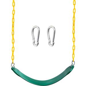 TURFEE Heavy Duty Swing Seat Green Color with 66 Chain, Swing Set Accessories Replacement with Snap Hooks for Kids Outdoor Play Playground
