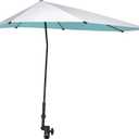 Prospo Adjustable Beach Umbrella with Universal Clamp, Portable UPF 50+ UV Protection Umbrella for Chair, Wheelchair, Golf Cart, Stroller, Bleacher, Patio (Lake Blue/Silver)