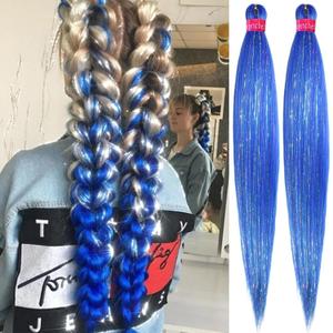 Blue Pre Stretched Braiding Hair with Tinsel 30 Inch Box Braids 2 Packs Synthetic Crochet Braid Neat Yaki Texture Hot Water Setting Hair Extensions Blue Pre Stretched Braiding Hair with Tinsel 30 Inch Box Braids 2 Packs Synthetic Crochet Braid Neat Yaki Texture Hot Water Setting Hair Extensions