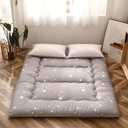 MAXYOYO Grey Constellation Japanese Floor Futon Mattress, Tatami Floor Mat Portable Camping Mattress Kids Sleeping Pad Foldable Roll Up Floor Lounger Couch with Mattress Protector Queen Size
