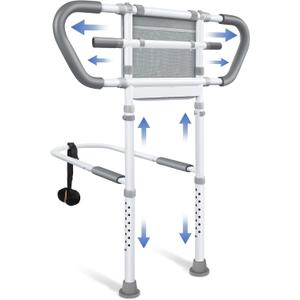 Bedside Rail for Elderly Safety Adjustable Bed Aid with Storage Pocket, Non-Slip Handle, 400 lbs Gravity Capacity -Gray (Stand-Compatible with Bed Frames 13.19" or Higher) (Grey)