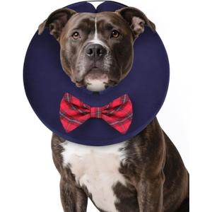 MIDOG Dog Cone Collar for Large Medium Dogs, Soft Inflatable Dog Cone Alternative After Surgery, Adjustable Protective Recovery Cone - Alternative E Collar Does Not Block Vision (Bow Tie,L)